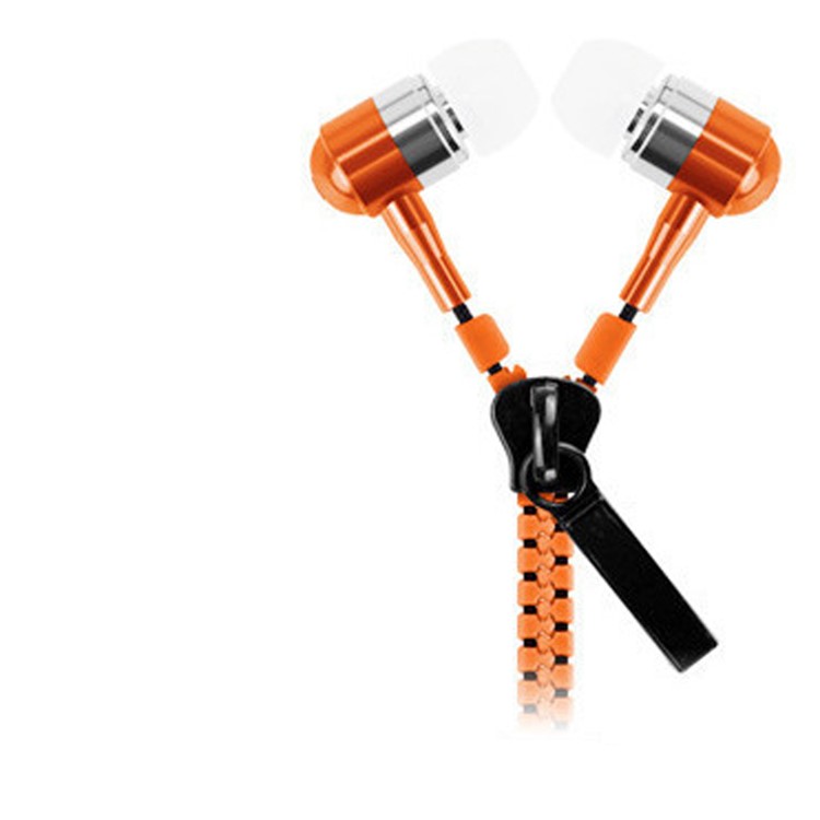 Universal 3.5mm Stereo Zipper Earphone Headphone with Microphone - Orange-1