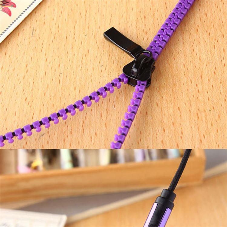 Universal 3.5mm Stereo Zipper Earphone Headphone with Microphone - Black-4