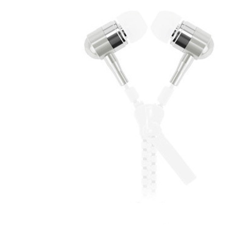 Universal 3.5mm Stereo Zipper Earphone Headphone with Microphone - White-1