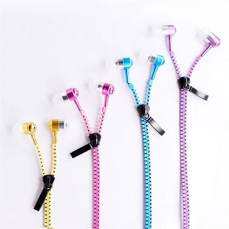 Universal 3.5mm Stereo Zipper Earphone Headphone with Microphone - White-2