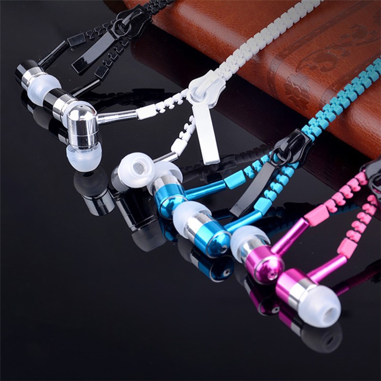 Universal 3.5mm Stereo Zipper Earphone Headphone with Microphone - White-6