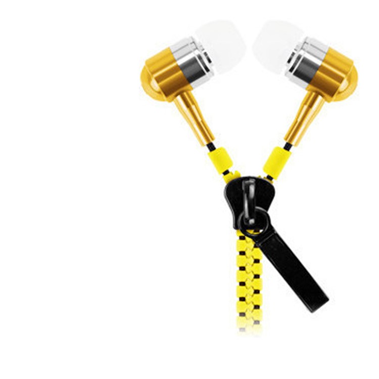 Universal 3.5mm Stereo Zipper Earphone Headphone with Microphone - Yellow-1