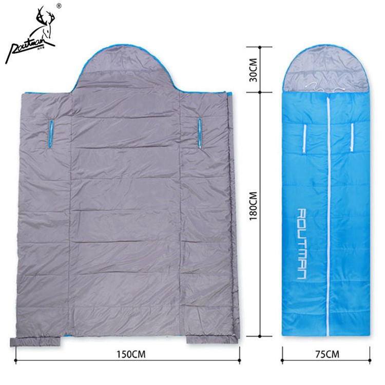 Portable Ultra-lightweight Warm Cotton Sleeping Bag with Armholes for Travelling Camping Hiking - Baby Blue-12