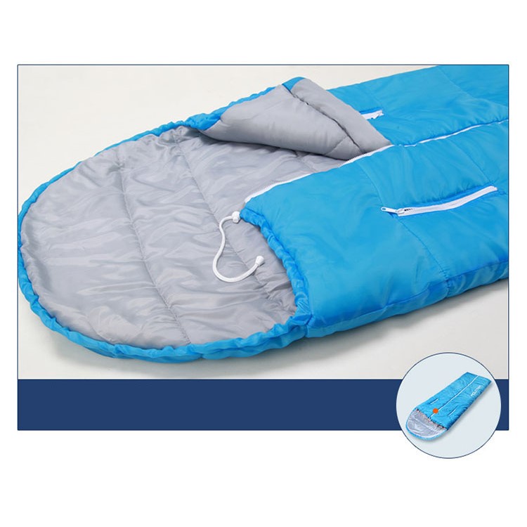 Portable Ultra-lightweight Warm Cotton Sleeping Bag with Armholes for Travelling Camping Hiking - Baby Blue-7