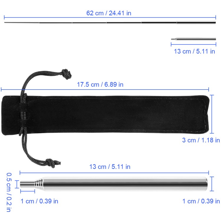 10mm Stainless Steel Telescopic Mouth Blow Pipe Tube Tool-2