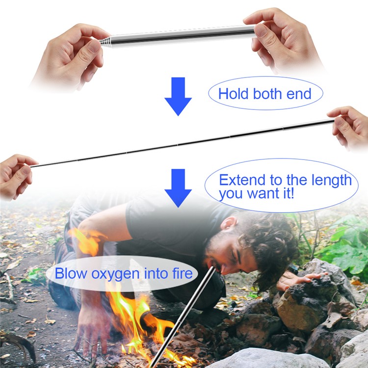 10mm Stainless Steel Telescopic Mouth Blow Pipe Tube Tool-3