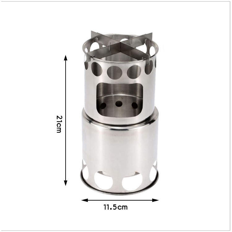 Portable Wood Burning Stove Stainless Steel Pots Set for Camping-7