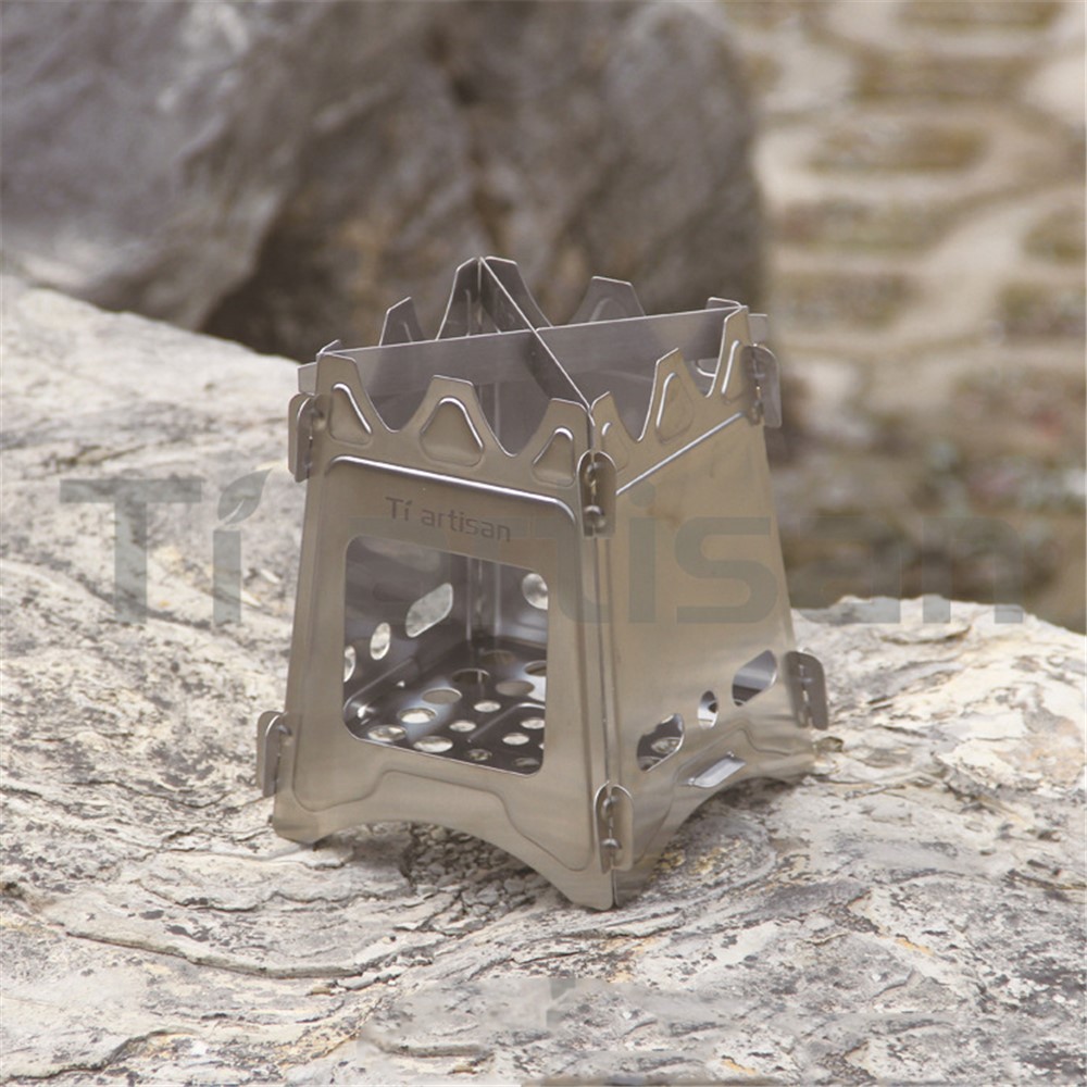 WS009M Portable Wood Cooking Stove Detachable Outdoor 304 Stainless Steel Stove - Size: S-8