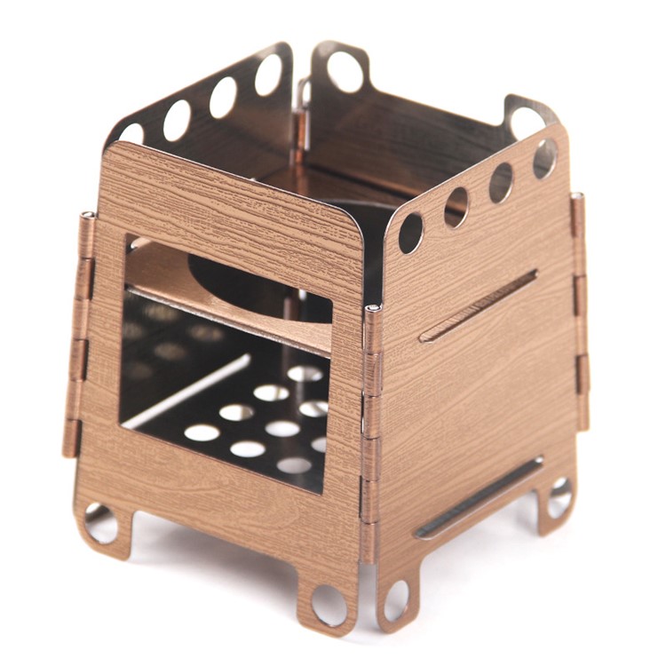 WS006S Ultralight Stainless Steel Wood Stove Detachable Outdoor Camping Stove - Coffee-1