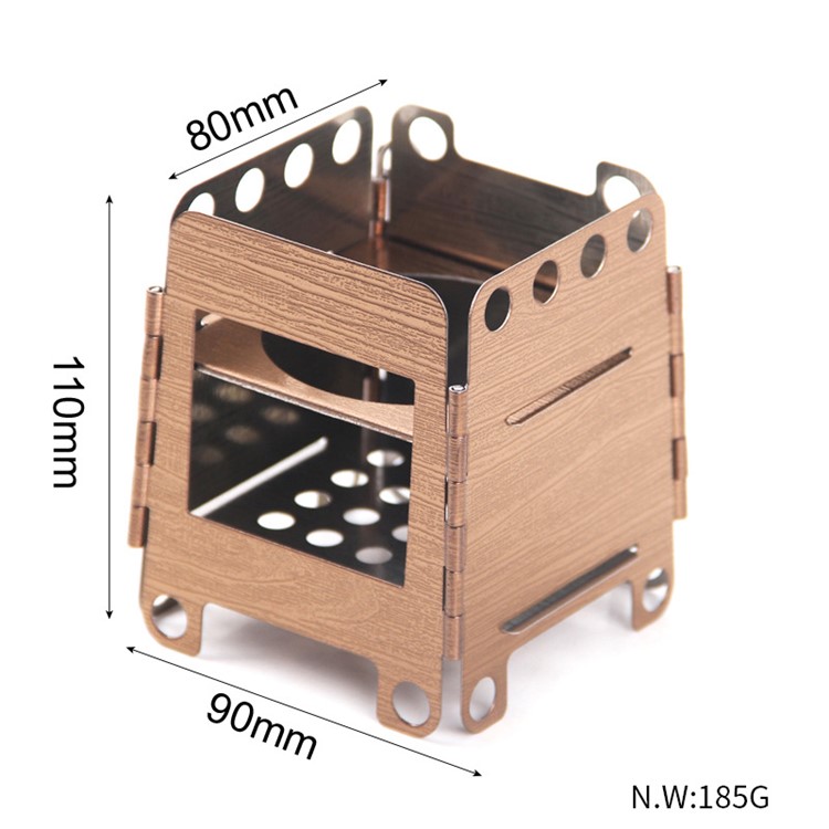 WS006S Ultralight Stainless Steel Wood Stove Detachable Outdoor Camping Stove - Coffee-4