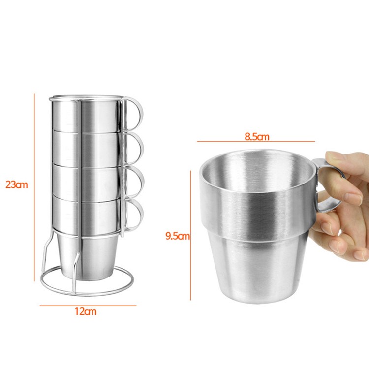 4Pcs/Set Double Wall Vacuum Stainless Steel Insulated Picnic Cup-4