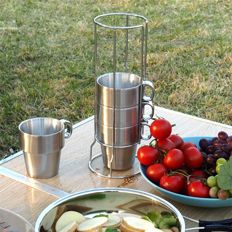 4Pcs/Set Double Wall Vacuum Stainless Steel Insulated Picnic Cup-5