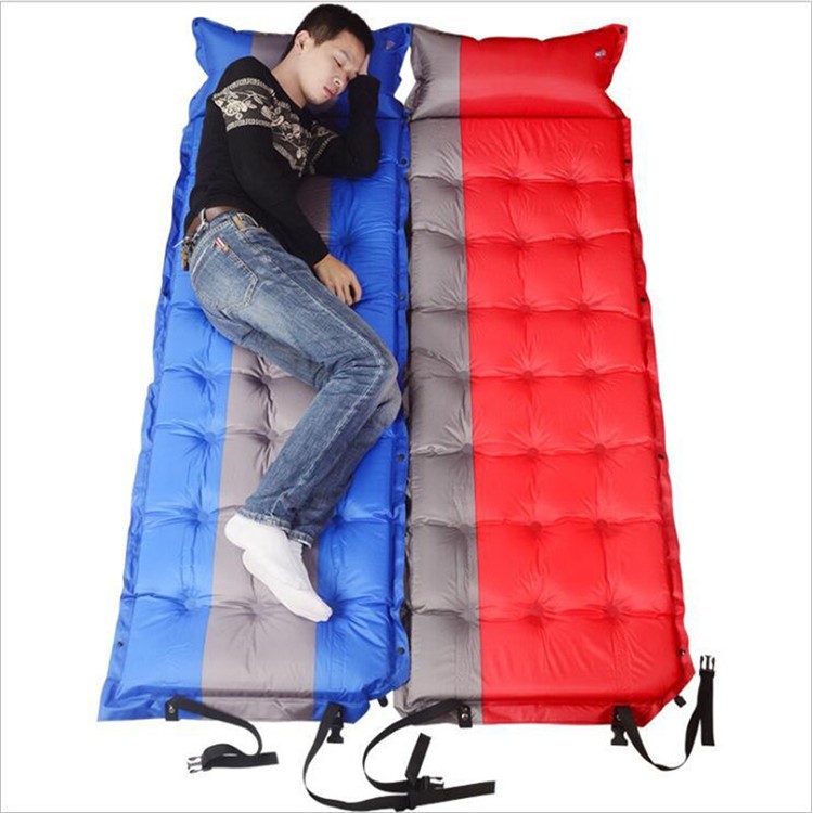 Outdoor Automatic Inflatable Cushion Travel Camping Moisture-proof Sleeping Pad - Red/Grey-2
