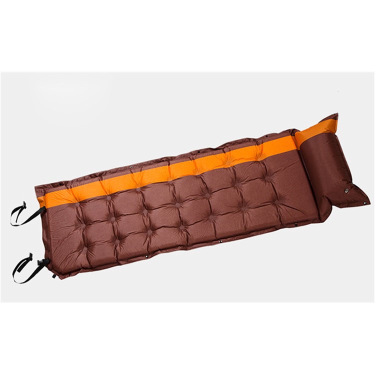 Outdoor Automatic Inflatable Cushion Travel Camping Moisture-proof Sleeping Pad - Coffee/Yellow-1
