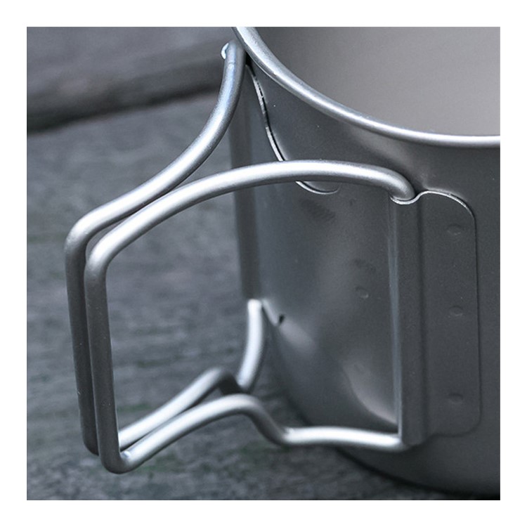 450ml Outdoor Portable Water Cup Mug Camping Ultralight Titanium Cup Bowl with Foldable Handle-5