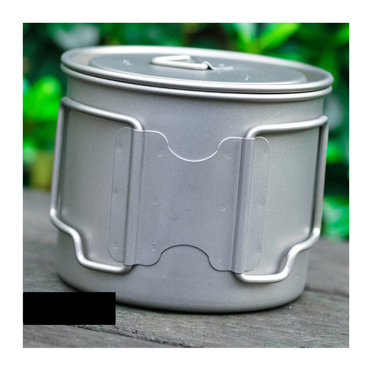 450ml Outdoor Portable Water Cup Mug Camping Ultralight Titanium Cup Bowl with Foldable Handle-6