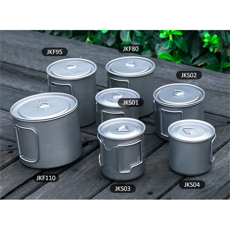 450ml Outdoor Portable Water Cup Mug Camping Ultralight Titanium Cup Bowl with Foldable Handle-8