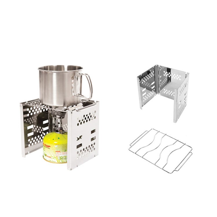 Folding Camping Stove Windshield Cookout Wind Screen Barbecue Windshield-6