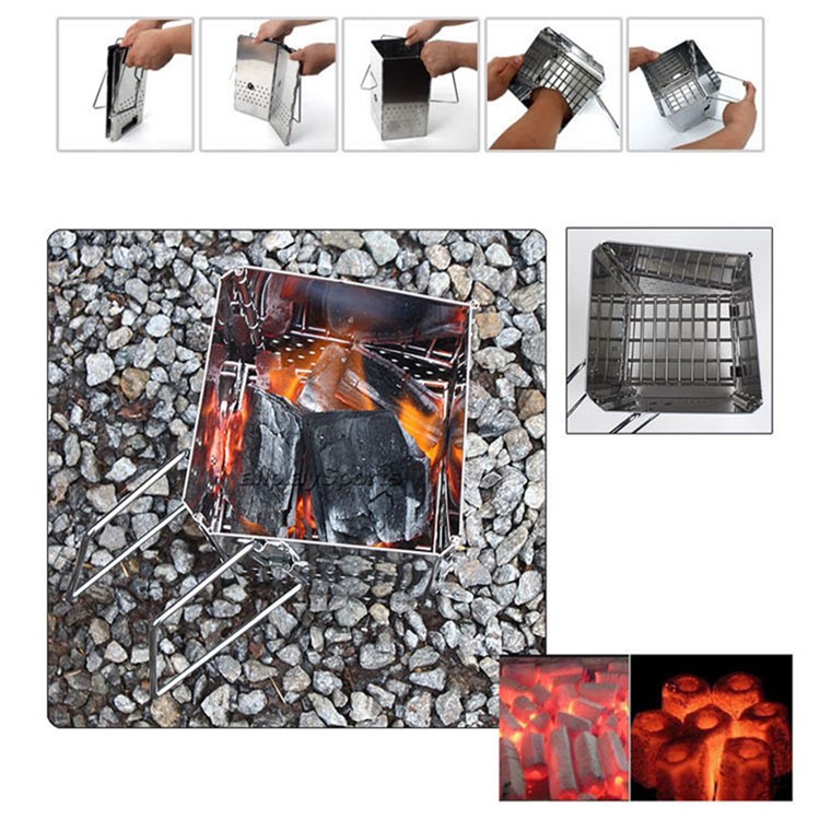 Portable Charcoal Stove Firewoods Furnace Outdoor Stainless Steel Cooking Stove-11