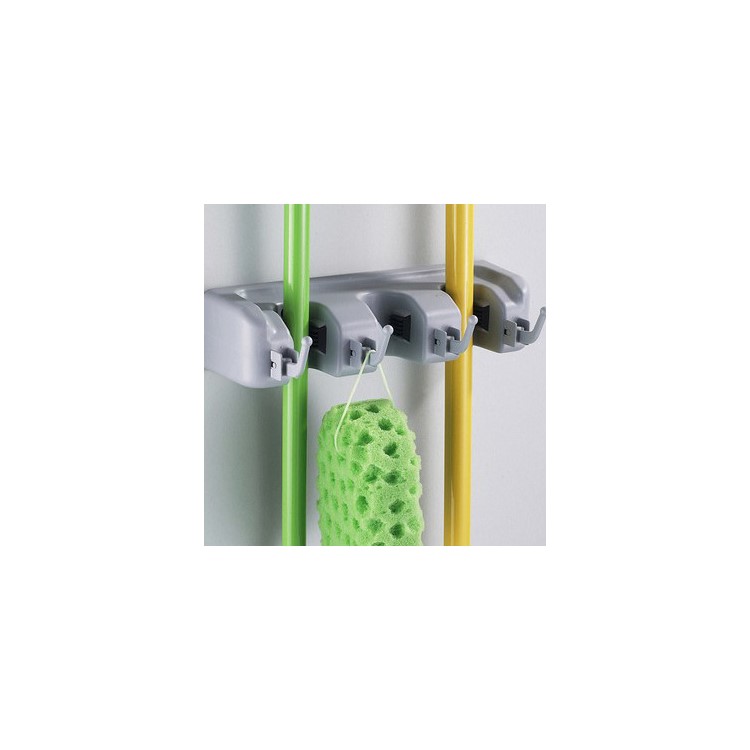 Wall Mounted Mop Broom Holder Organizer with 3 Positions and 4 Hooks-2