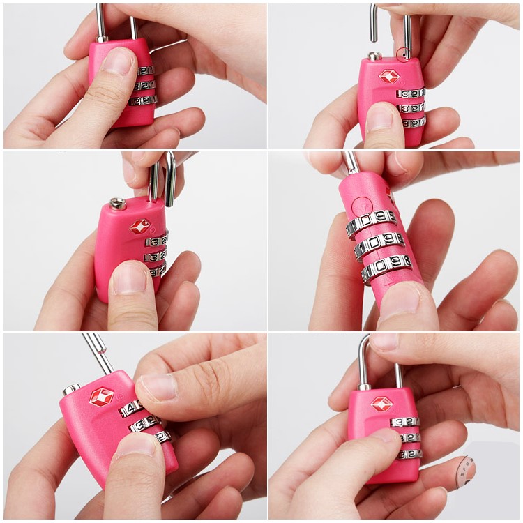 TSA Approved International Travel Bag Luggage Lock 3-Digit Combination - Rose-3