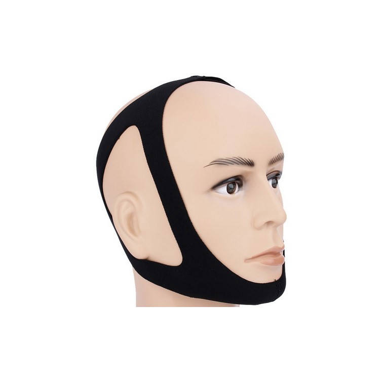 Neoprene Anti Snore Apnea Strap Anti Snoring Chin Strap Instant Snoring Relief Belt for Sleep - Black-1