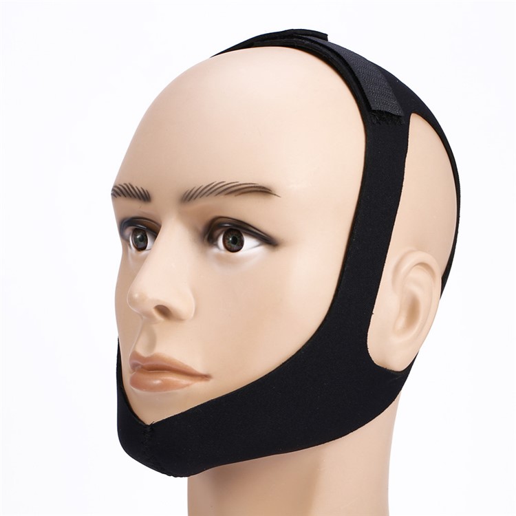 Neoprene Anti Snore Apnea Strap Anti Snoring Chin Strap Instant Snoring Relief Belt for Sleep - Black-3