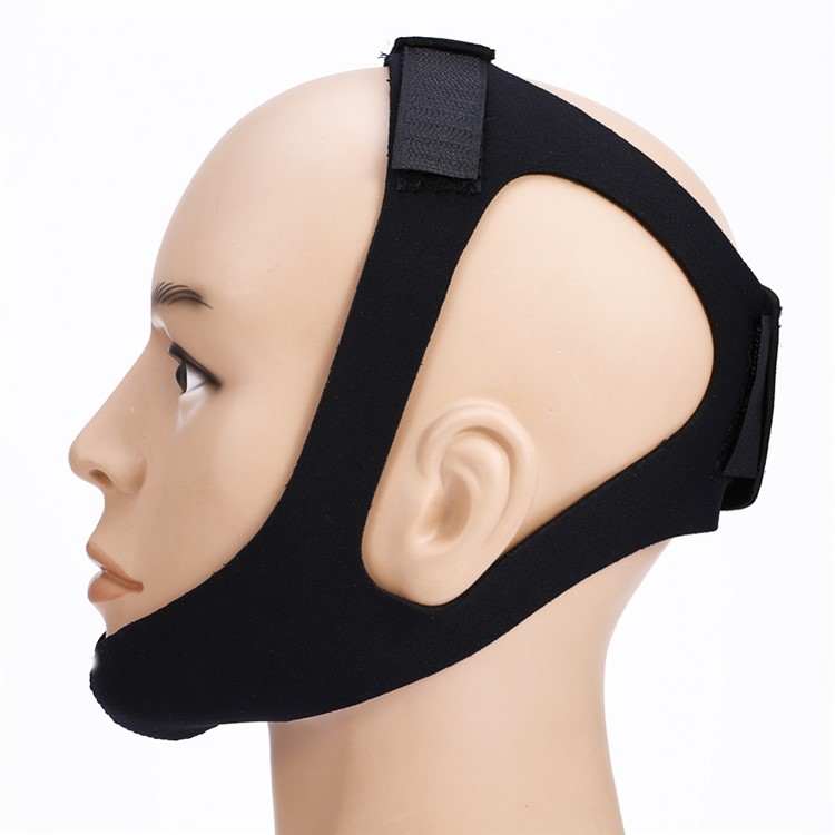 Neoprene Anti Snore Apnea Strap Anti Snoring Chin Strap Instant Snoring Relief Belt for Sleep - Black-5
