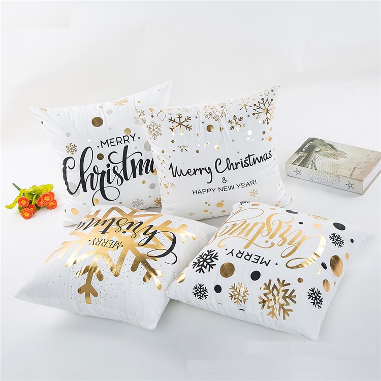 Minimalist Style Square Shape Christmas Patterned Sofa Pillow Case Cushion Cover, Size: 45 x 45cm - D Style-2