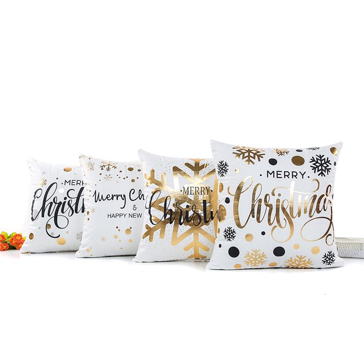 Minimalist Style Square Shape Christmas Patterned Sofa Pillow Case Cushion Cover, Size: 45 x 45cm - D Style-3