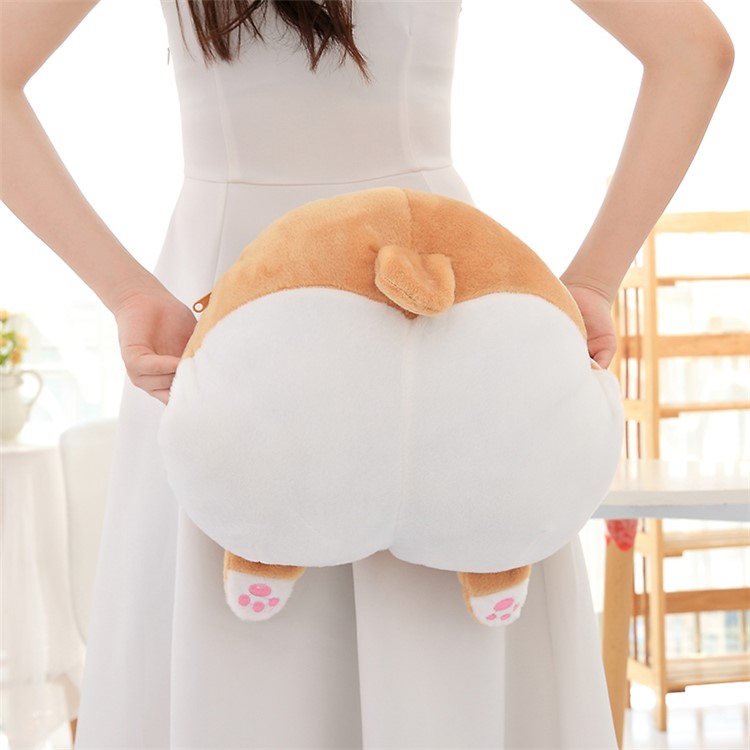 Cute Cartoon Corgi Plush Throw Pillow and Folded Fleece Blankets 2-in-1 Cushion Nap Waist Pillow-1