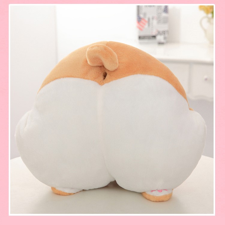 Cute Cartoon Corgi Plush Throw Pillow and Folded Fleece Blankets 2-in-1 Cushion Nap Waist Pillow-4