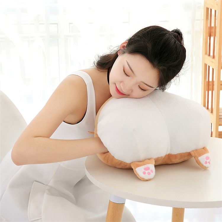 Cute Cartoon Corgi Plush Throw Pillow and Folded Fleece Blankets 2-in-1 Cushion Nap Waist Pillow-5