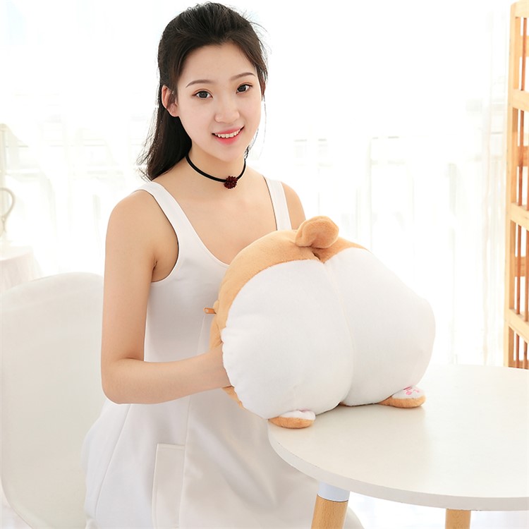 Cute Cartoon Corgi Plush Throw Pillow and Folded Fleece Blankets 2-in-1 Cushion Nap Waist Pillow-7