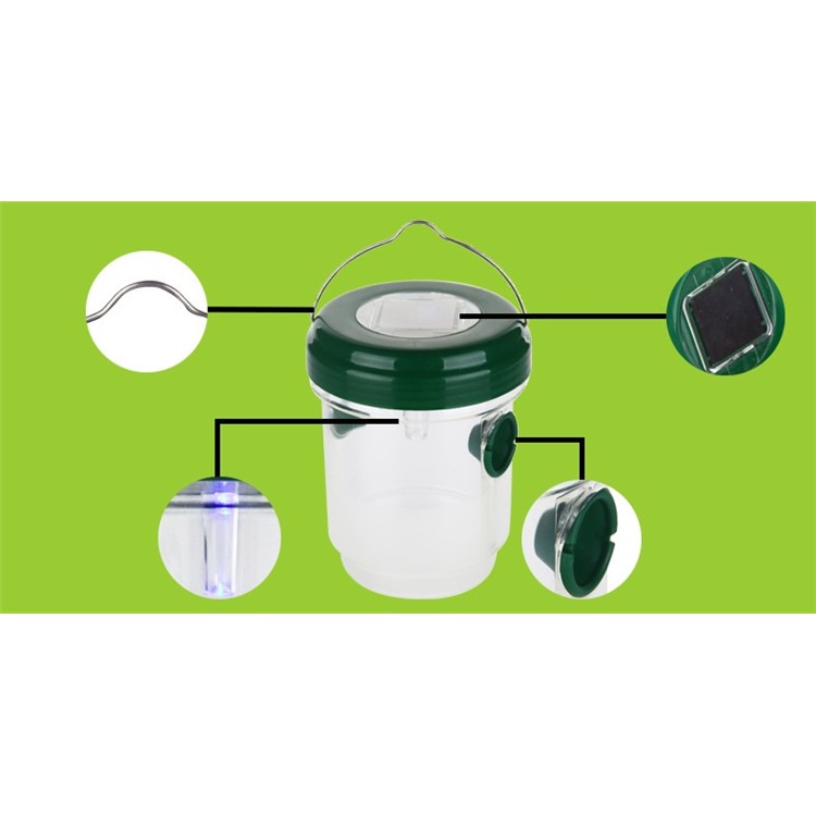 2PCS/Set Solar Powered Wasp Trap with UV LED Light Outdoor Insect Trap Killer-8