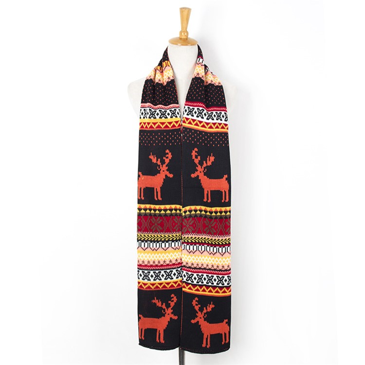 Long Christmas Outdoor/Indoor Reversible Sweater Scarf - Orange / Black-1