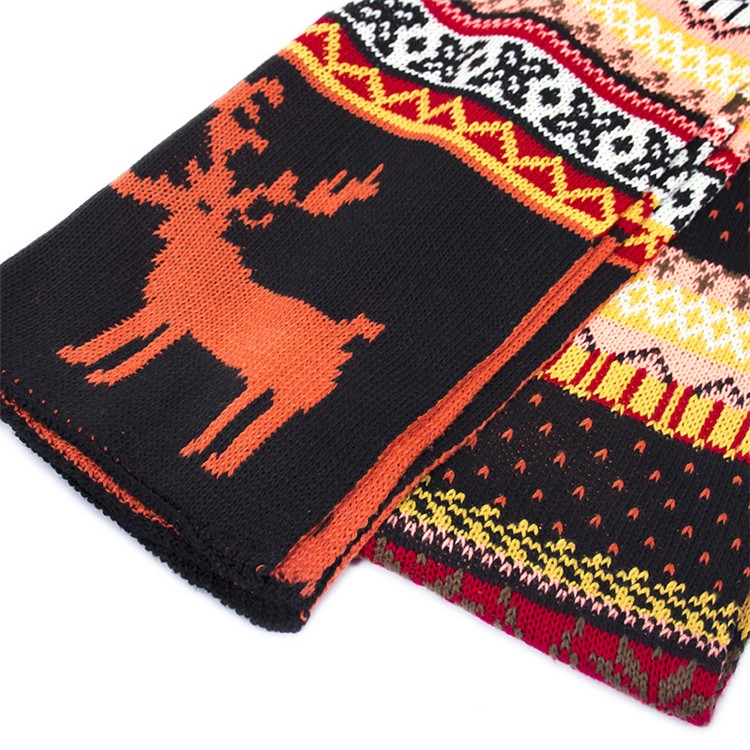 Long Christmas Outdoor/Indoor Reversible Sweater Scarf - Orange / Black-2