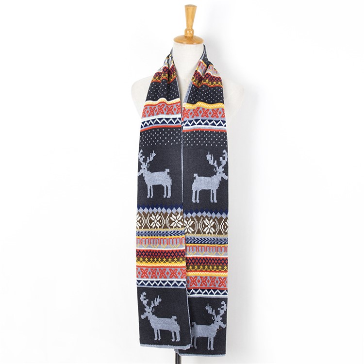 Long Christmas Outdoor/Indoor Warm Reversible Sweater Scarf - Dark Grey / Light Grey-1