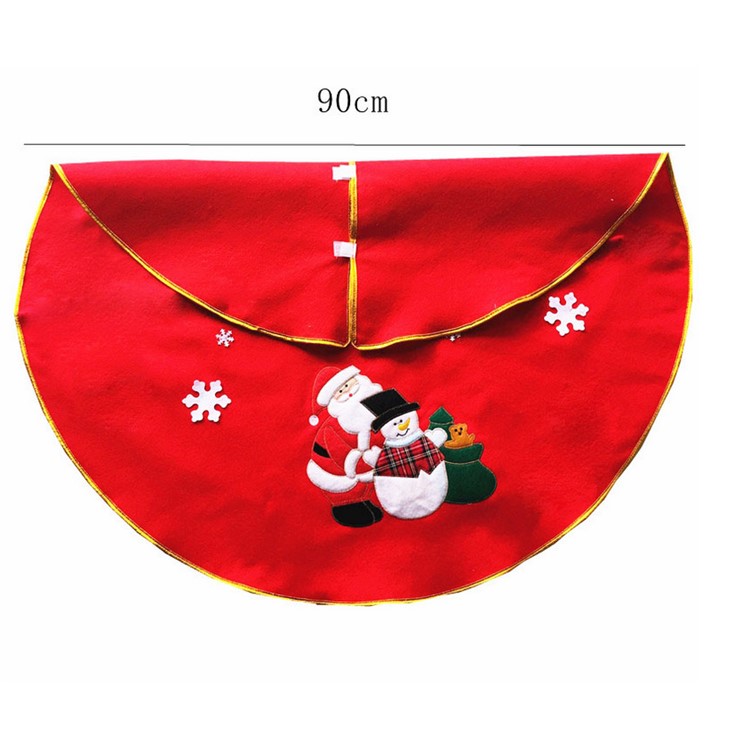 90cm Diameter High-grade Embroidery Christmas Tree Skirt Decoration Props-2