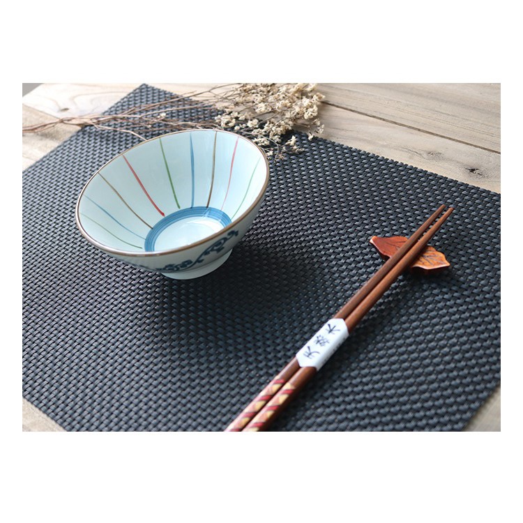 4PCS/Lot Woven Pattern Non-slip PVC Kitchen Placemats for Dining Table, Size: 45 x 30cm - Black-1