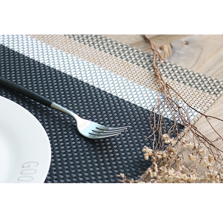 4PCS/Lot Woven Pattern Non-slip PVC Kitchen Placemats for Dining Table, Size: 45 x 30cm - Black-3