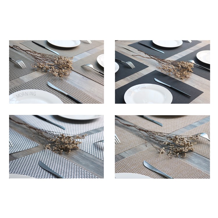 4PCS/Lot Woven Pattern Non-slip PVC Dining Room Placemats for Dining Table, Size: 45 x 30cm - Khaki-2
