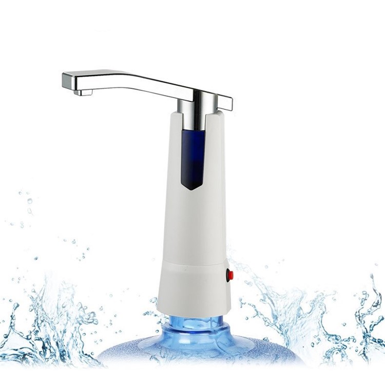 Electric Drinking Water Button Press Pump Bottled Dispenser 270 Degree Rotation - White-4