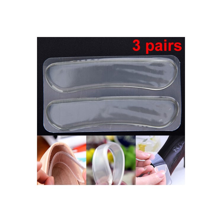 3 Pairs Gel Heel Grip Back Liner Shoe Insole Silicone Pad Foot Care Cushion-1