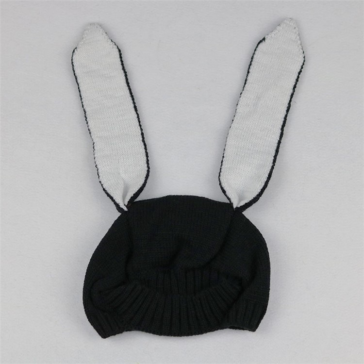 Lovely Spring Winter Warm Knit Rabbit Ears Hat for Baby - Black-2
