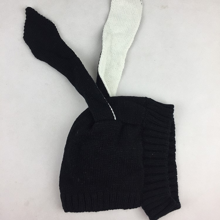 Lovely Spring Winter Warm Knit Rabbit Ears Hat for Baby - Black-4