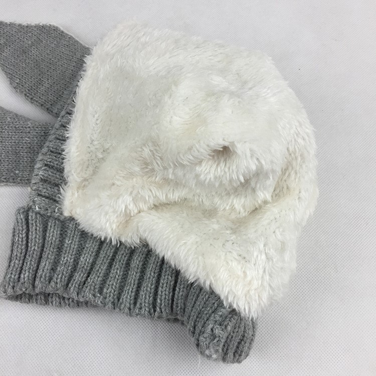 Spring Winter Warm Lovely Knit Rabbit Ears Baby Hat - Grey-12