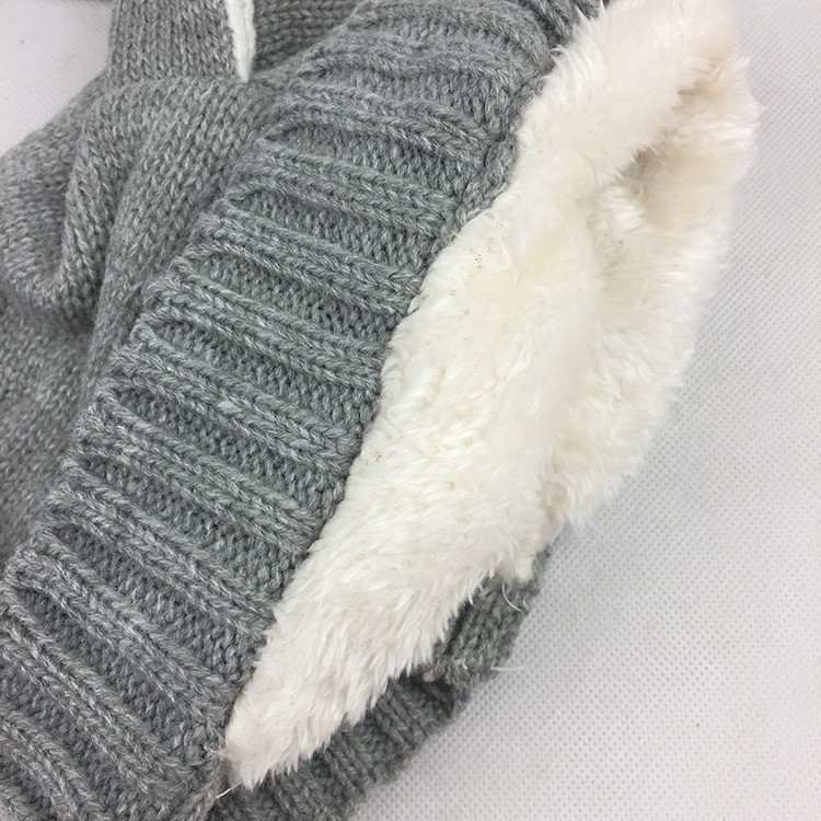Spring Winter Warm Lovely Knit Rabbit Ears Baby Hat - Grey-13