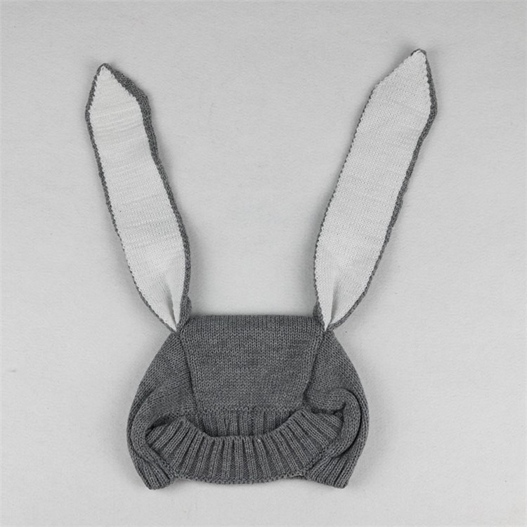 Spring Winter Warm Lovely Knit Rabbit Ears Baby Hat - Grey-7