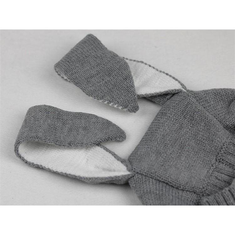 Spring Winter Warm Lovely Knit Rabbit Ears Baby Hat - Grey-8